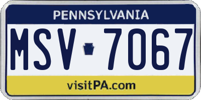 PA license plate MSV7067