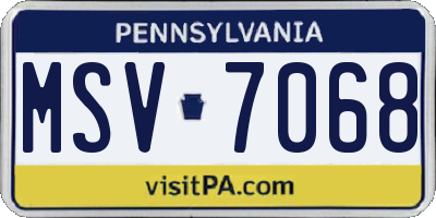PA license plate MSV7068