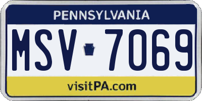 PA license plate MSV7069