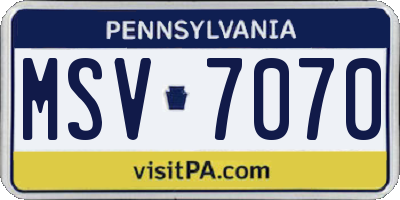 PA license plate MSV7070