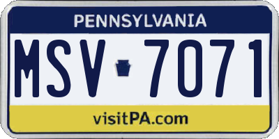PA license plate MSV7071