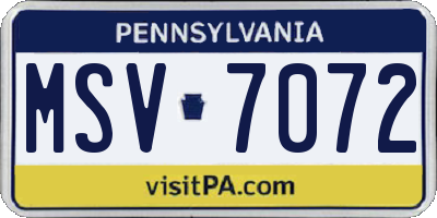 PA license plate MSV7072