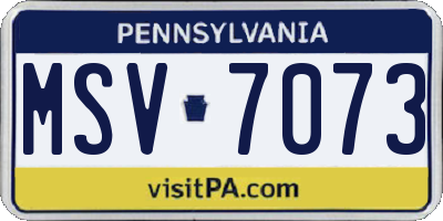PA license plate MSV7073