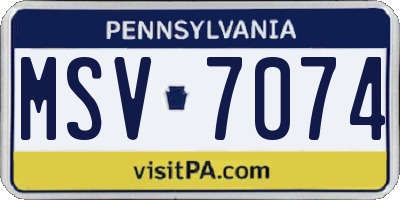 PA license plate MSV7074
