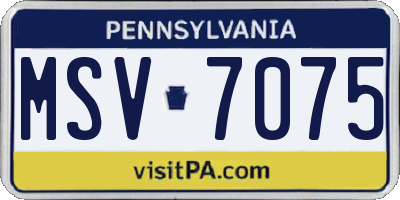 PA license plate MSV7075
