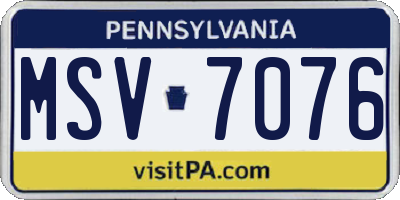 PA license plate MSV7076