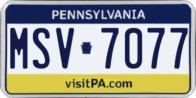 PA license plate MSV7077