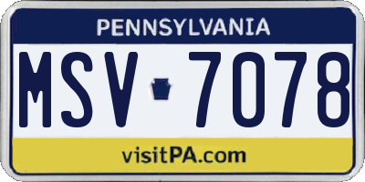 PA license plate MSV7078
