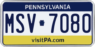 PA license plate MSV7080