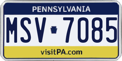 PA license plate MSV7085