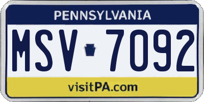 PA license plate MSV7092