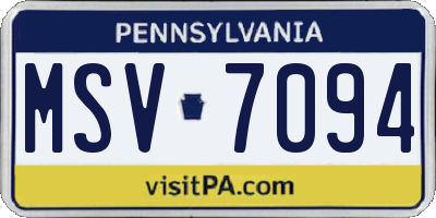 PA license plate MSV7094