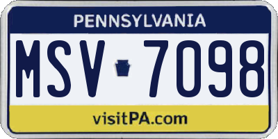 PA license plate MSV7098