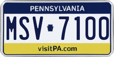 PA license plate MSV7100