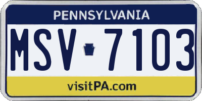 PA license plate MSV7103