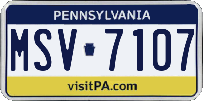 PA license plate MSV7107