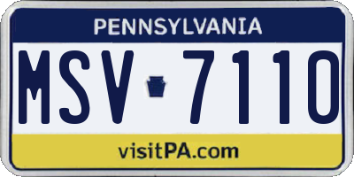PA license plate MSV7110