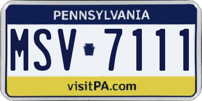 PA license plate MSV7111