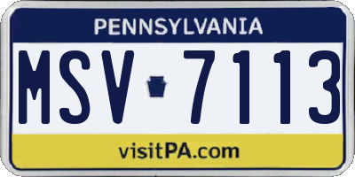 PA license plate MSV7113
