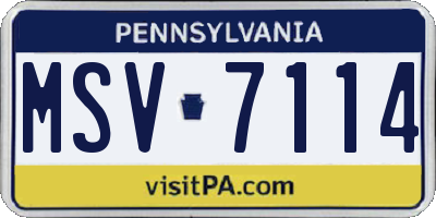 PA license plate MSV7114