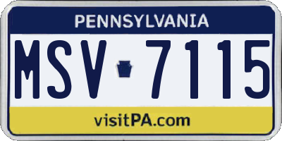 PA license plate MSV7115