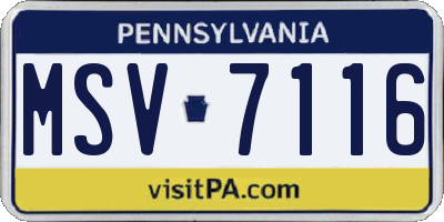 PA license plate MSV7116