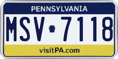 PA license plate MSV7118
