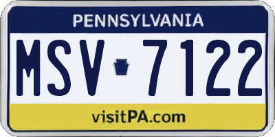 PA license plate MSV7122