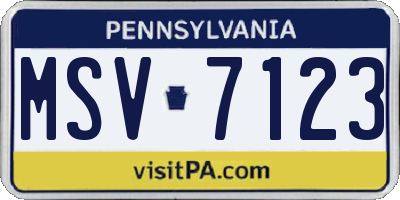 PA license plate MSV7123