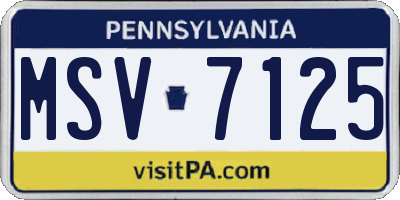 PA license plate MSV7125
