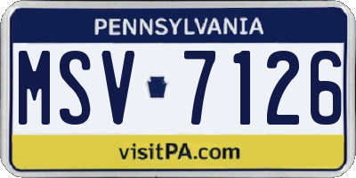 PA license plate MSV7126