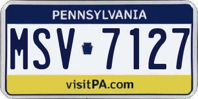 PA license plate MSV7127