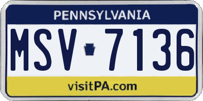 PA license plate MSV7136