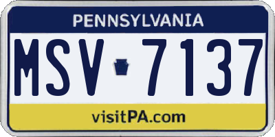 PA license plate MSV7137
