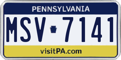 PA license plate MSV7141