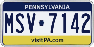 PA license plate MSV7142
