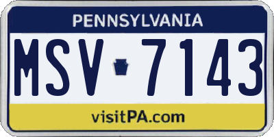 PA license plate MSV7143