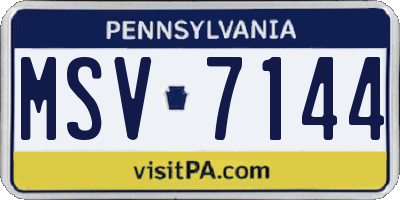 PA license plate MSV7144
