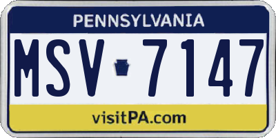 PA license plate MSV7147