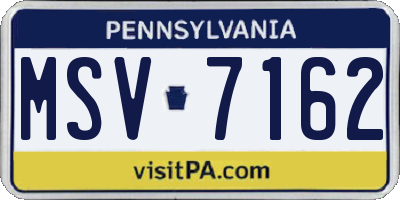 PA license plate MSV7162