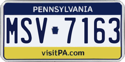 PA license plate MSV7163