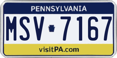 PA license plate MSV7167