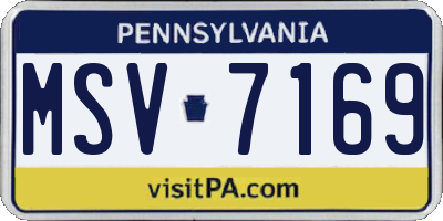 PA license plate MSV7169