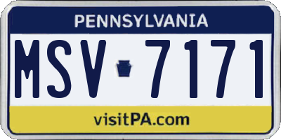 PA license plate MSV7171