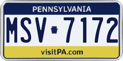 PA license plate MSV7172
