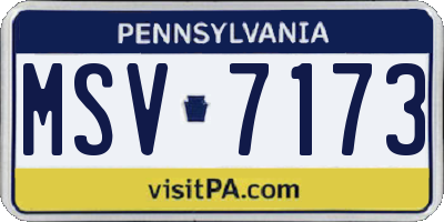 PA license plate MSV7173