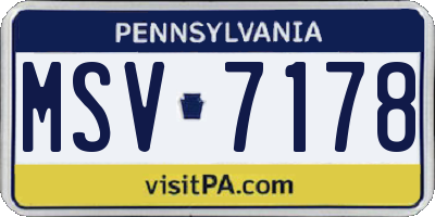 PA license plate MSV7178