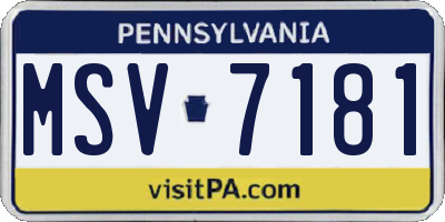 PA license plate MSV7181