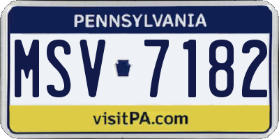 PA license plate MSV7182