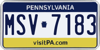 PA license plate MSV7183
